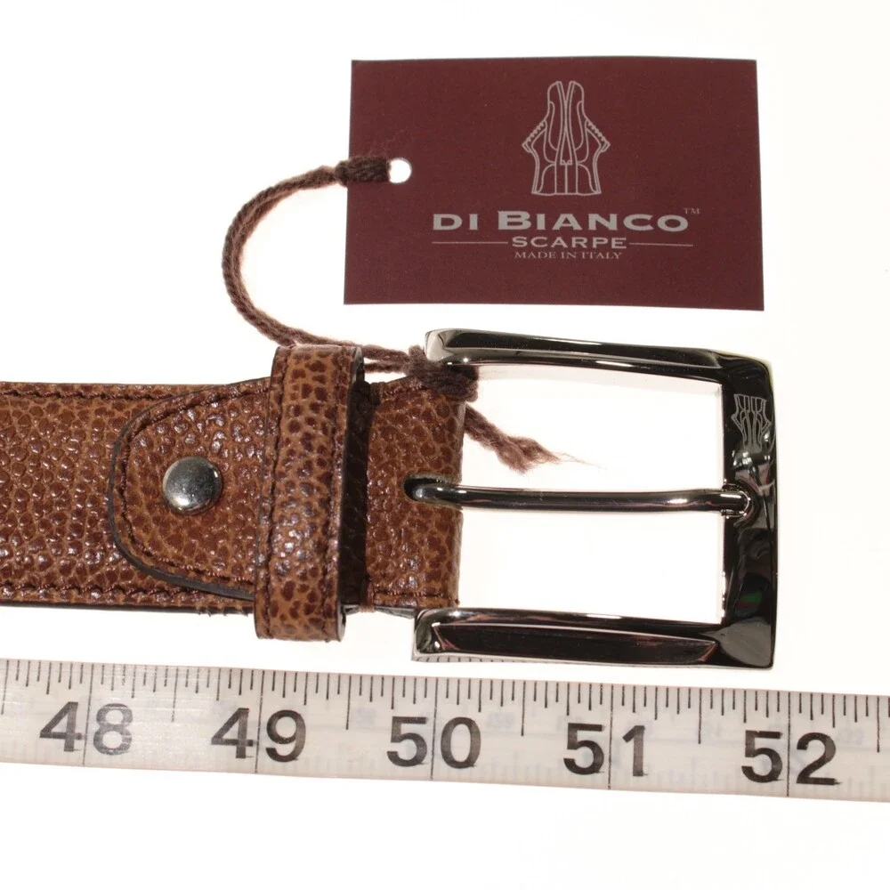 Di Bianco NWT Cut to Size Dress Belt In Solid Brown Pebbled Leather One Size